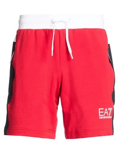 Ea7 Man Shorts & Bermuda Shorts Red Size Xxs Cotton, Polyester, Elastane