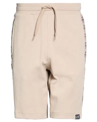 Ea7 Man Shorts & Bermuda Shorts Sand Size S Cotton, Polyester In Neutral