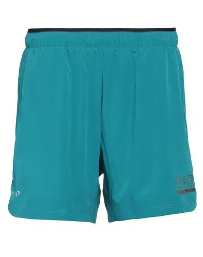 Ea7 Man Shorts & Bermuda Shorts Turquoise Size M Polyester, Elastane In Blue