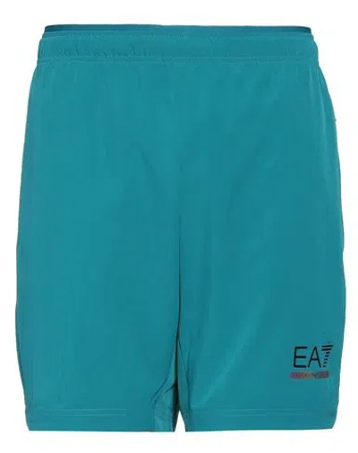 Ea7 Man Shorts & Bermuda Shorts Turquoise Size S Polyester, Elastane In Blue