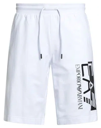 Ea7 Man Shorts & Bermuda Shorts White Size 3xl Cotton In Multi