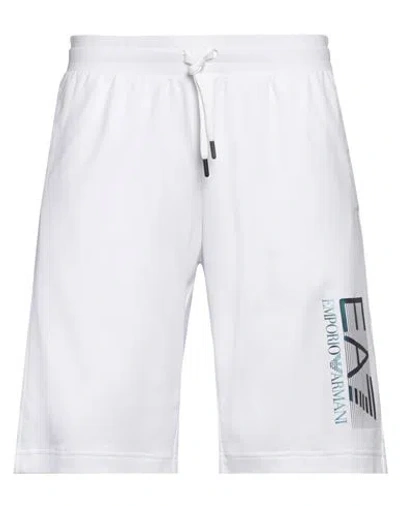 Ea7 Man Shorts & Bermuda Shorts White Size Xxl Cotton, Elastane