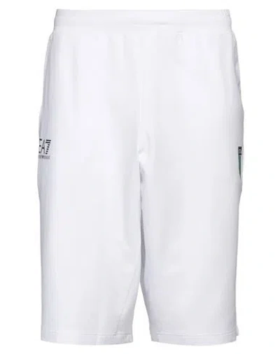 Ea7 Man Shorts & Bermuda Shorts White Size L Cotton, Polyester, Elastane
