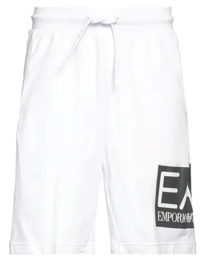 Ea7 Man Shorts & Bermuda Shorts White Size Xxs Cotton, Elastane
