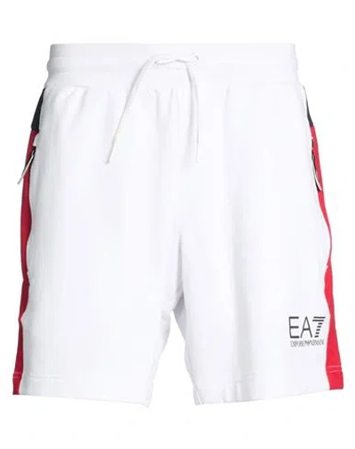 Ea7 Man Shorts & Bermuda Shorts White Size Xxs Cotton, Polyester, Elastane