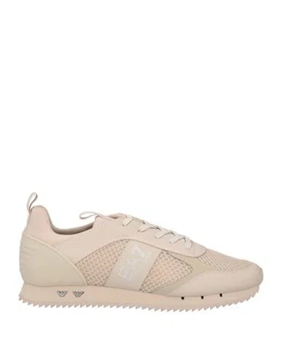 Ea7 Man Sneakers Beige Size 9 Polyester, Elastane, Polyurethane, Thermoplastic Polyurethane, Polyure