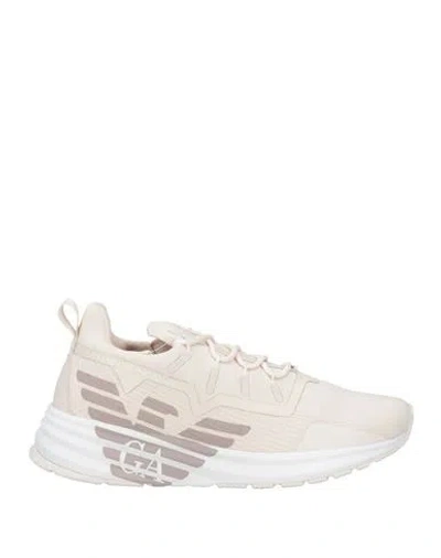 Ea7 Man Sneakers Beige Size 8 Polyester, Thermoplastic Polyurethane, Polyurethane