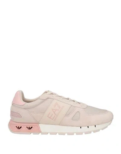 Ea7 Man Sneakers Beige Size 9 Cow Leather, Polyester
