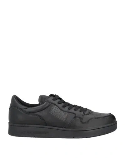 Ea7 Man Sneakers Black Size 12 Cow Leather, Polyamide, Polyester, Polyurethane Coated
