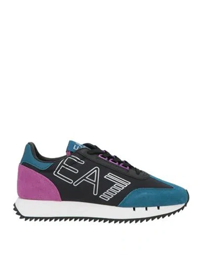 Ea7 Man Sneakers Black Size 5 Leather, Textile Fibers