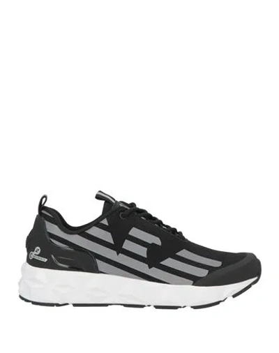 Ea7 Man Sneakers Black Size 6 Textile Fibers In Animal Print