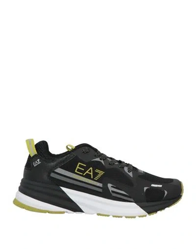 EA7 EA7 MAN SNEAKERS BLACK SIZE 5 POLYESTER, THERMOPLASTIC POLYURETHANE, POLYURETHANE COATED