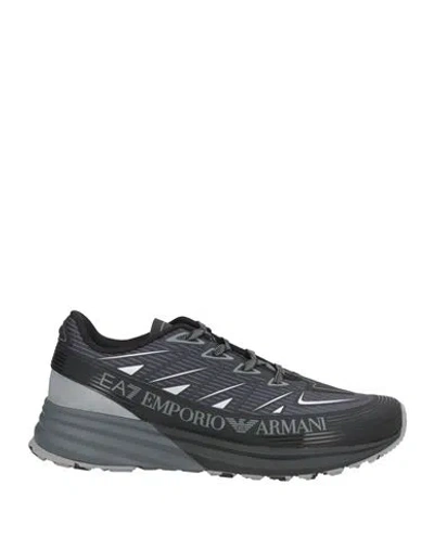Ea7 Man Sneakers Charcoal Size 8.5 Polyester, Thermoplastic Polyurethane In Gray