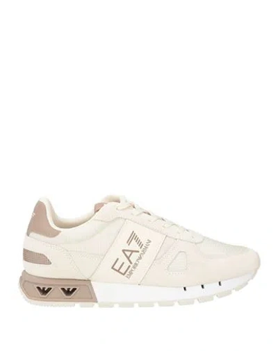 Ea7 Man Sneakers Cream Size 4 Polyester, Cow Leather In Multi
