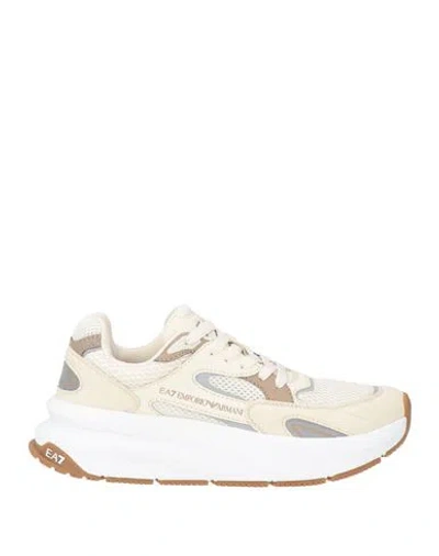 Ea7 Man Sneakers Cream Size 6.5 Polyester, Polyurethane In White