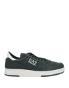 Ea7 Man Sneakers Dark Green Size 7.5 Cow Leather, Polyamide, Polyester, Polyurethane Coated