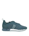 Ea7 Man Sneakers Deep Teal Size 6.5 Polyester, Elastane, Polyurethane, Thermoplastic Polyurethane In Blue
