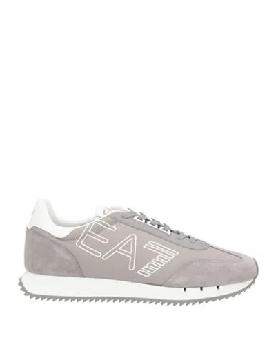 Ea7 Man Sneakers Grey Size 8 Leather, Textile Fibers In Gray