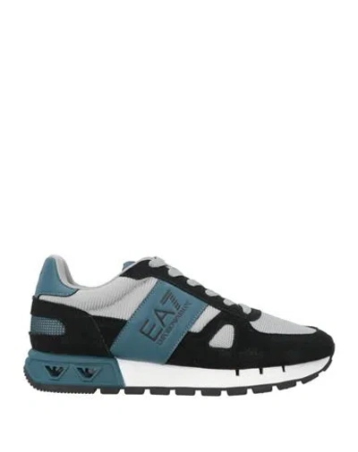 Ea7 Man Sneakers Grey Size 8.5 Leather, Textile Fibers In Black