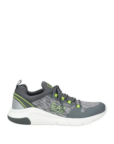 Ea7 Man Sneakers Grey Size 9 Polyester, Elastane, Polyurethane In Gray