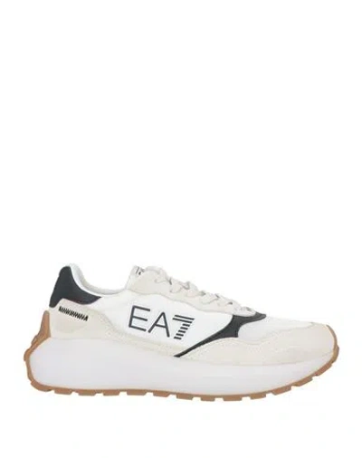 Ea7 Man Sneakers Ivory Size 10.5 Cow Leather, Polyester In White