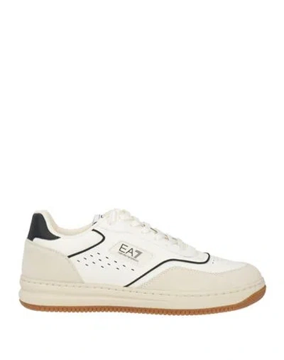 Ea7 Man Sneakers Ivory Size 11 Polyester, Polyurethane, Cow Leather In White