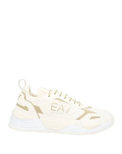 Ea7 Man Sneakers Ivory Size 7 Polyester In White