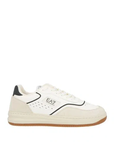 Ea7 Man Sneakers Ivory Size 8 Polyester In White