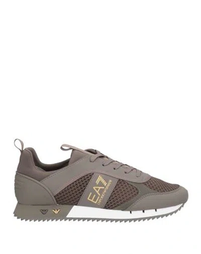 Ea7 Man Sneakers Khaki Size 9 Polyester, Elastane, Polyurethane Coated, Thermoplastic Polyurethane In Beige