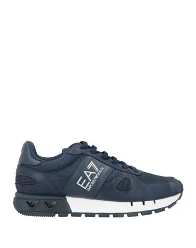 Ea7 Man Sneakers Midnight Blue Size 8.5 Textile Fibers