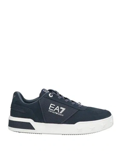 Ea7 Man Sneakers Midnight Blue Size 9.5 Leather, Textile Fibers