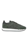Ea7 Man Sneakers Military Green Size 10.5 Polyamide, Cow Leather, Polyester In Green