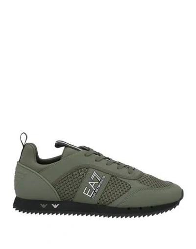 Ea7 Man Sneakers Military Green Size 7.5 Polyester, Elastane, Polyurethane Coated, Thermoplastic Pol In Gray
