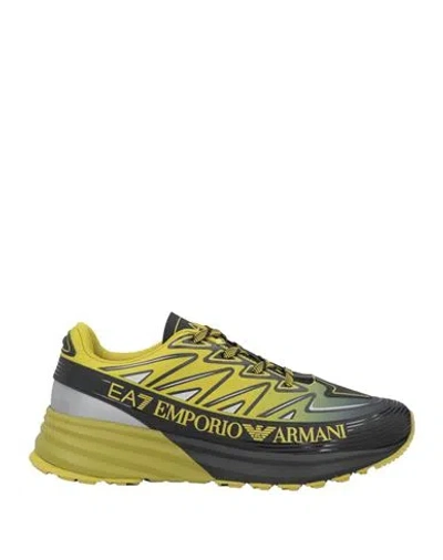 Ea7 Man Sneakers Mustard Size 9 Polyester, Thermoplastic Polyurethane In Multi
