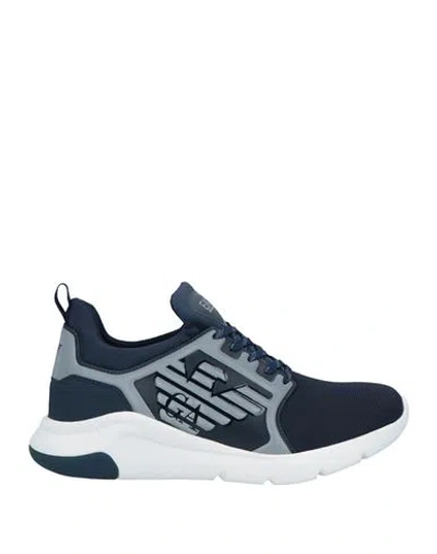 Ea7 Man Sneakers Navy Size 6 Textile Fibers, Rubber In Navy Blue
