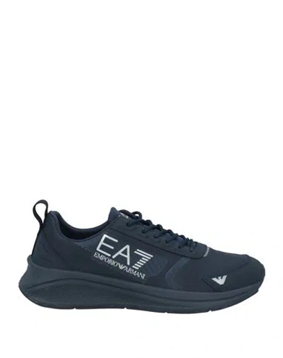 Ea7 Man Sneakers Navy Size 9 Polyimide, Thermoplastic Polyurethane, Polyurethane, Elastane In Navy Blue