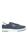 Ea7 Man Sneakers Navy Size 4 Cow Leather, Polyamide, Polyester, Polyurethane Coated