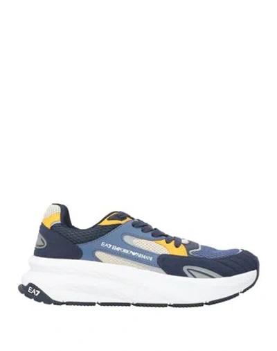 Ea7 Man Sneakers Navy Size 8.5 Polyester, Polyurethane In Blue