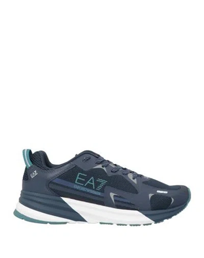 Ea7 Man Sneakers Navy Size 8.5 Polyester, Thermoplastic Polyurethane In Blue