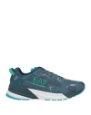 Ea7 Man Sneakers Slate Blue Size 8.5 Polyester, Thermoplastic Polyurethane, Polyurethane Coated