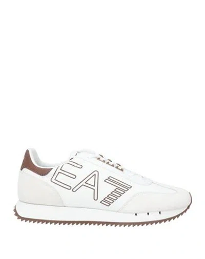 Ea7 Man Sneakers White Size 11 Polyamide, Cow Leather, Polyester, Polyurethane Coated