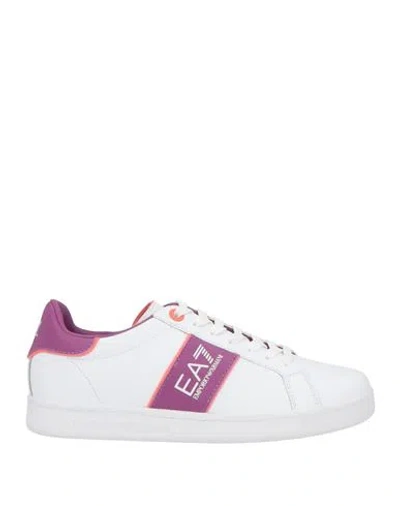 Ea7 Man Sneakers White Size 5 Cow Leather, Polyester