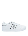 Ea7 Logo-print Leather Sneakers In White