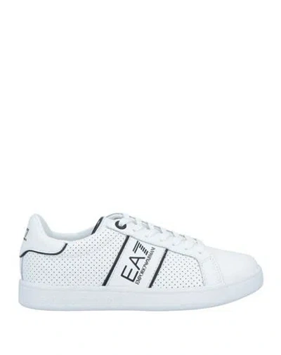 EA7 EA7 MAN SNEAKERS WHITE SIZE 7.5 COW LEATHER, POLYESTER, POLYURETHANE COATED