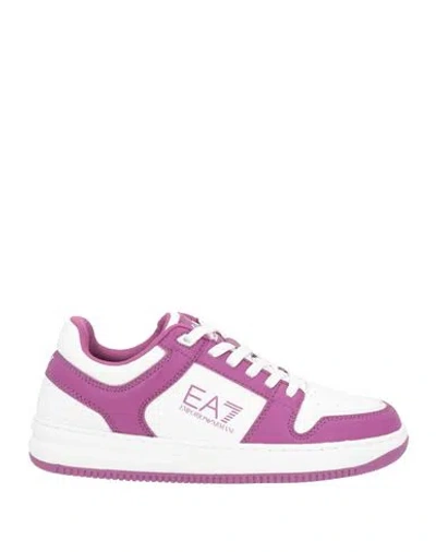Ea7 Man Sneakers White Size 7 Polyester In Purple