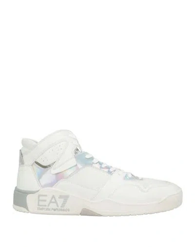 Ea7 Man Sneakers White Size 8 Textile Fibers, Synthetisches Material
