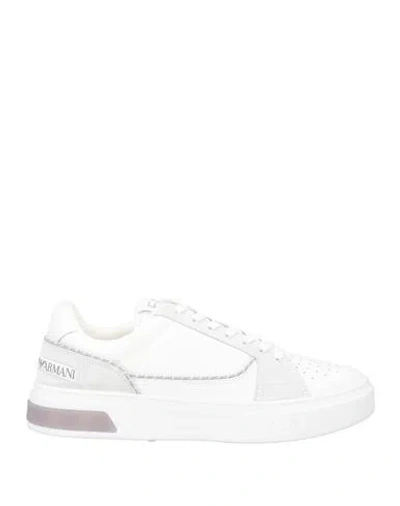 Ea7 Man Sneakers White Size 9 Cow Leather, Polyamide, Polyester, Polyurethane Coated