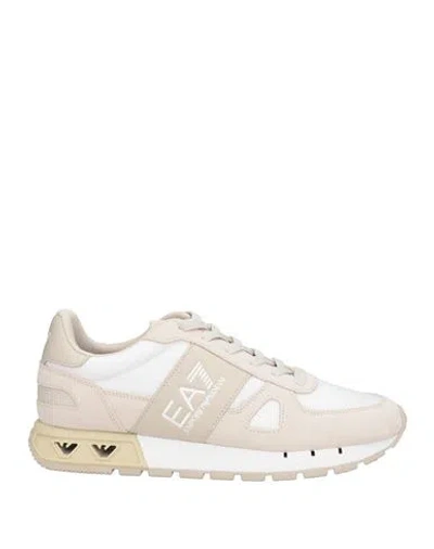 Ea7 Man Sneakers White Size 8.5 Leather, Textile Fibers