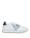Ea7 Man Sneakers White Size 8.5 Polyester, Cow Leather, Polyurethane Coated