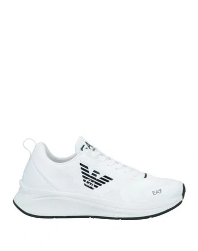 Ea7 Man Sneakers White Size 9 Polyester, Thermoplastic Polyurethane